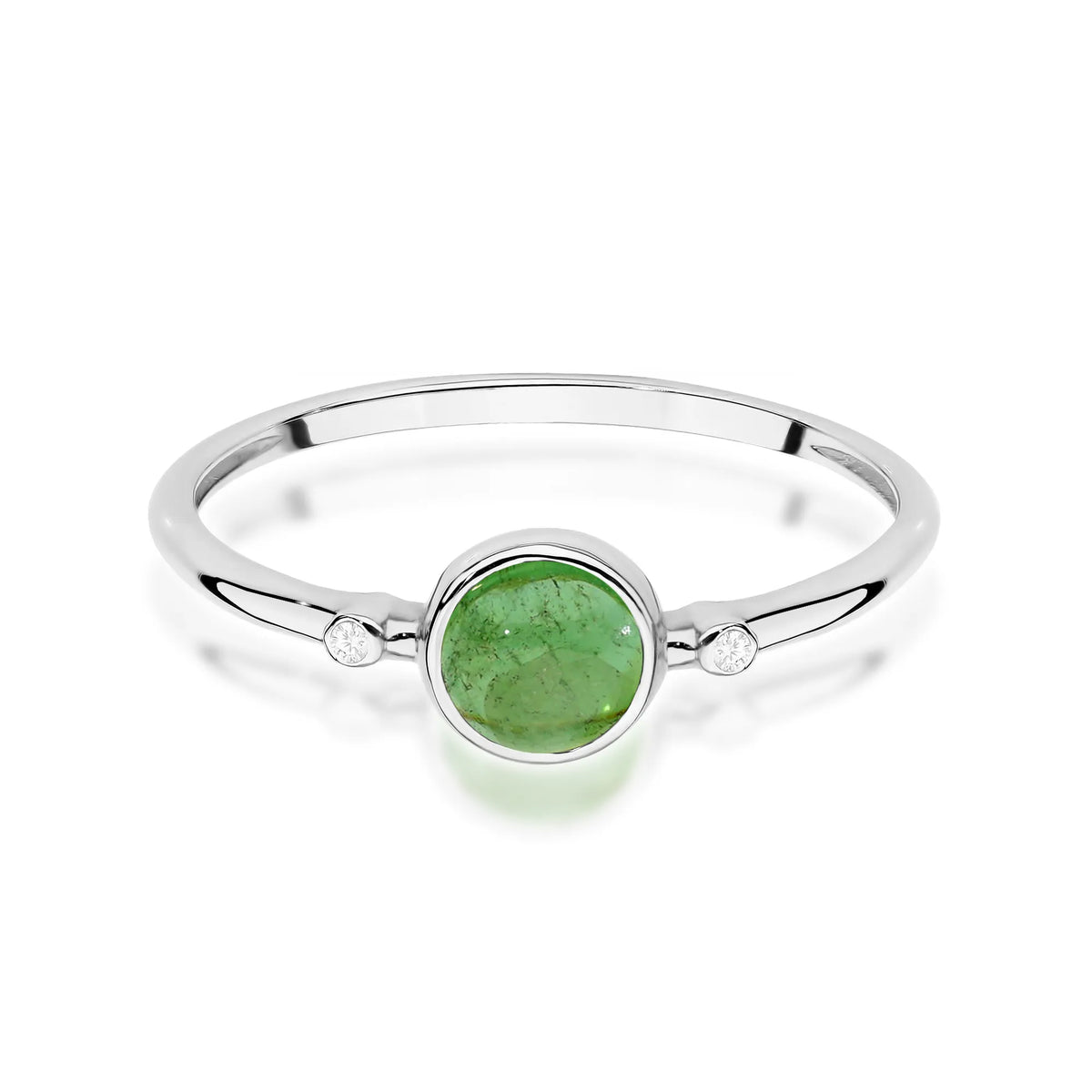 zlatý prsteň so zeleným turmalínom 0,60 ct a diamantmi 0,01 ct w0597-tmg-01