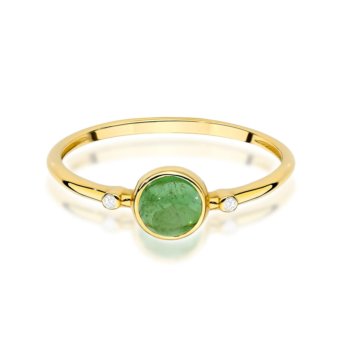 zlatý prsteň so zeleným turmalínom 0,60 ct a diamantmi 0,01 ct w0597-tmg-01