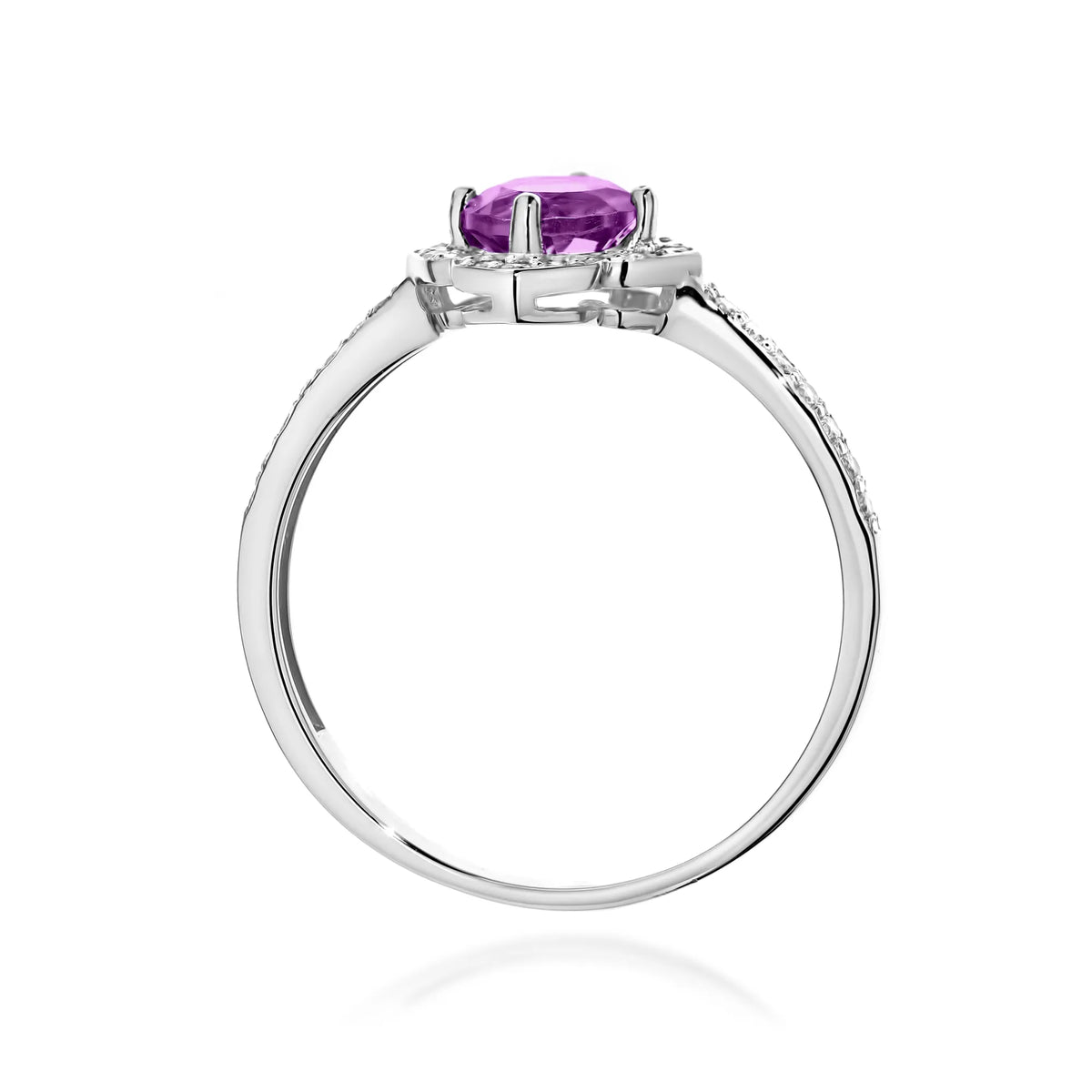 zlatý prsteň kvet s 0,50 ct ametystom a diamantmi w0603-amv-01