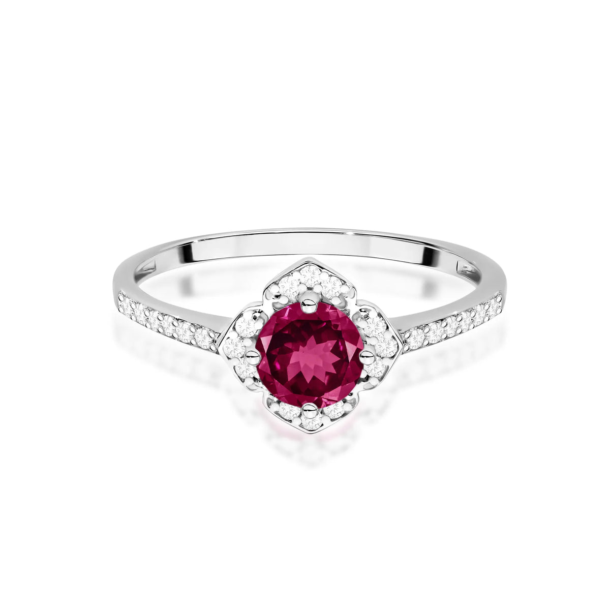 zlatý prsteň kvet s 0,60 ct rodolitom a diamantmi w0603-rhr-01