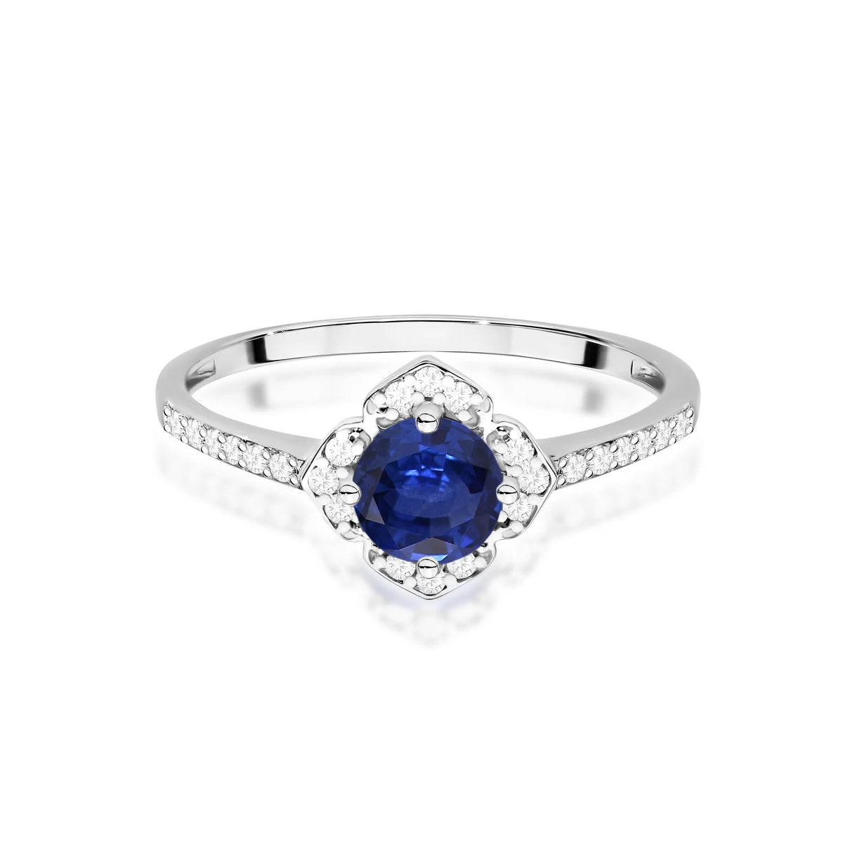 zlatý prsteň kvet s 0,50 ct zafírom a diamantmi w0603-sab-01
