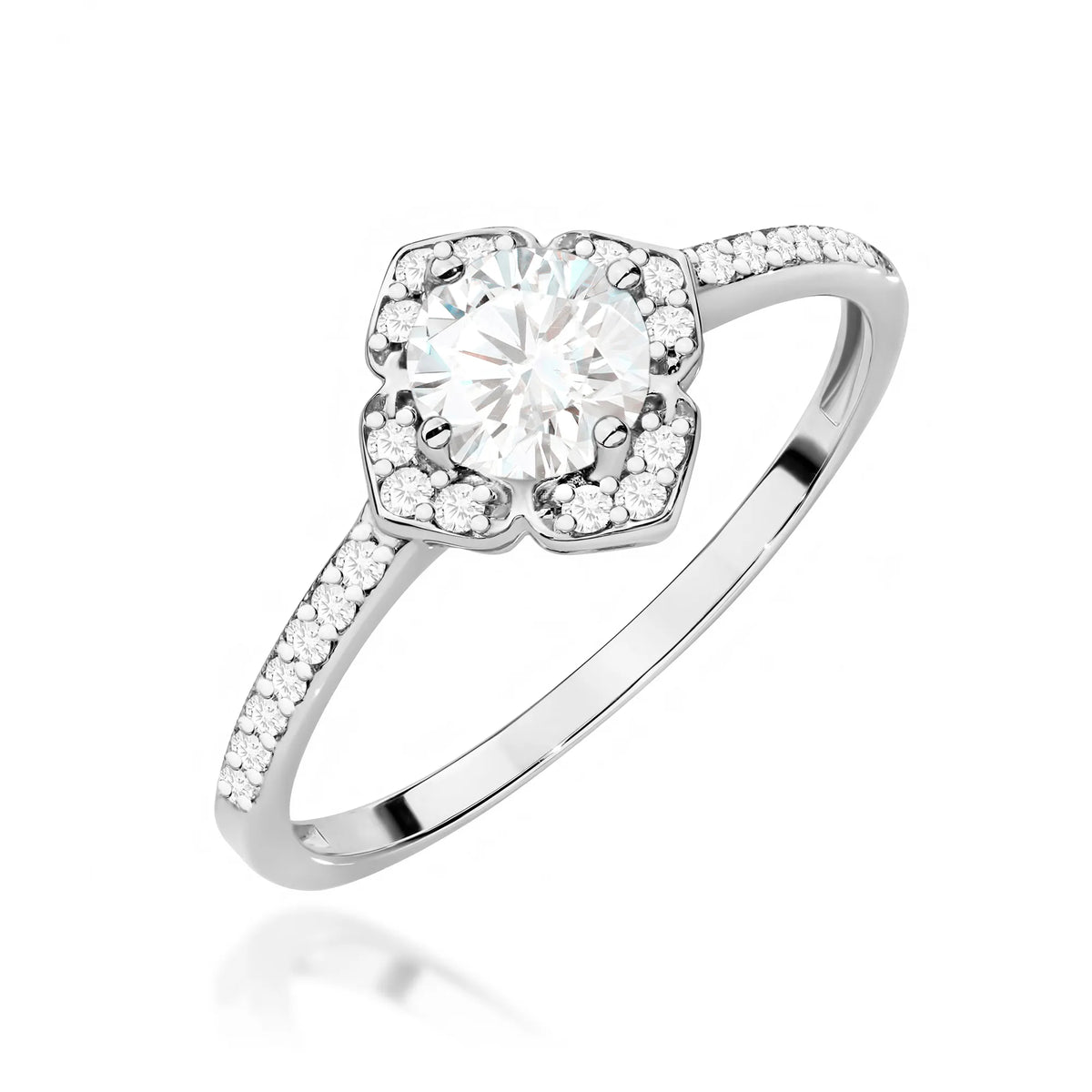 zlatý prsteň kvet s 0,60 ct bielym zafírom a diamantmi w0603-sa-w-01