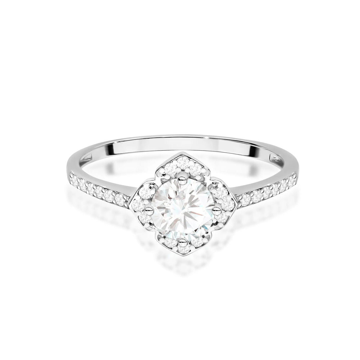 zlatý prsteň kvet s 0,60 ct bielym zafírom a diamantmi w0603-sa-w-01