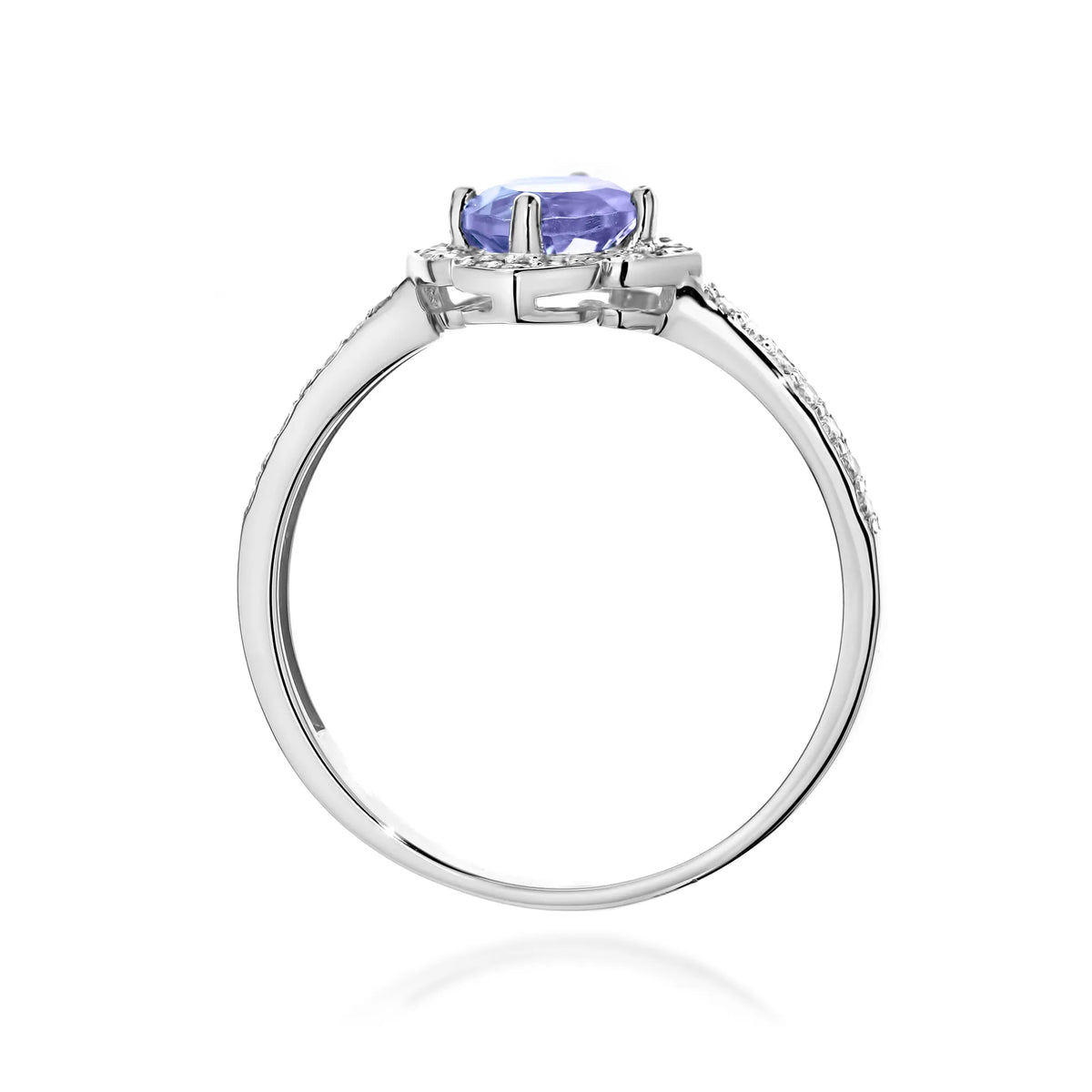 zlatý prsteň kvet s 0,50 ct tanzanitom a diamantmi w0603-tap-01