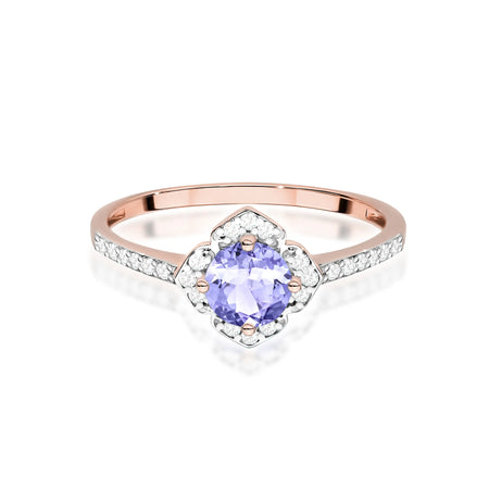 zlatý prsteň kvet s 0,50 ct tanzanitom a diamantmi w0603-tap-01