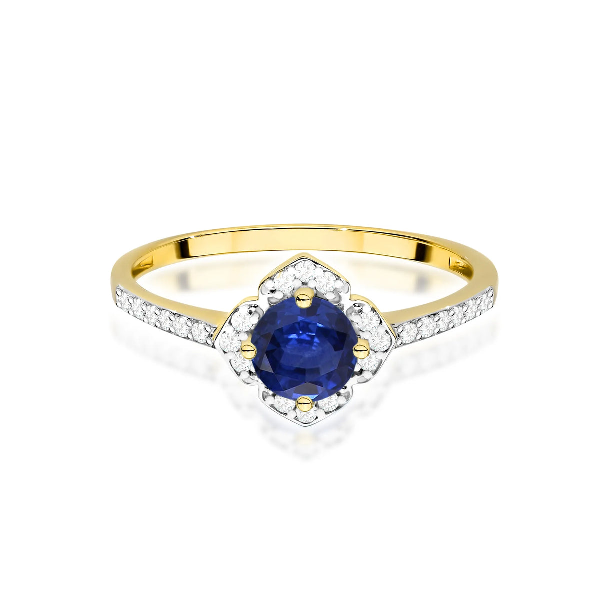 zlatý prsteň kvet s 0,50 ct zafírom a diamantmi w0603-sab-01