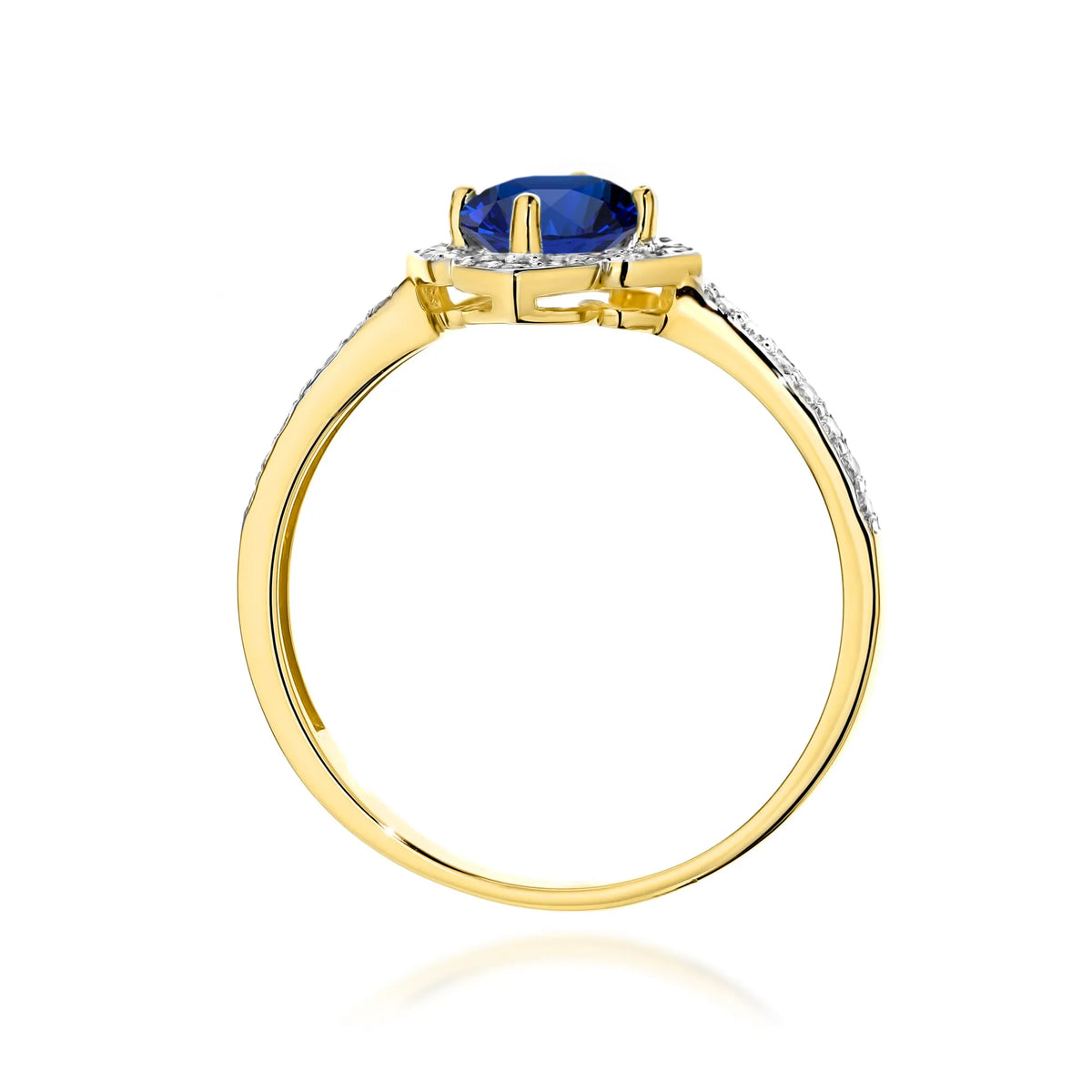 zlatý prsteň kvet s 0,50 ct zafírom a diamantmi w0603-sab-01