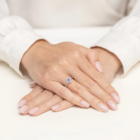 zlatý prsteň kvet s 0,50 ct tanzanitom a diamantmi w0603-tap-01