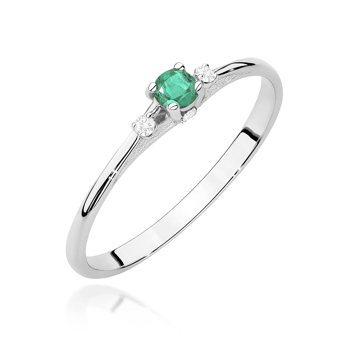 zlatý prsteň s 0,15 ct smaragdom a 0,046 ct diamantmi w0614-emg-01