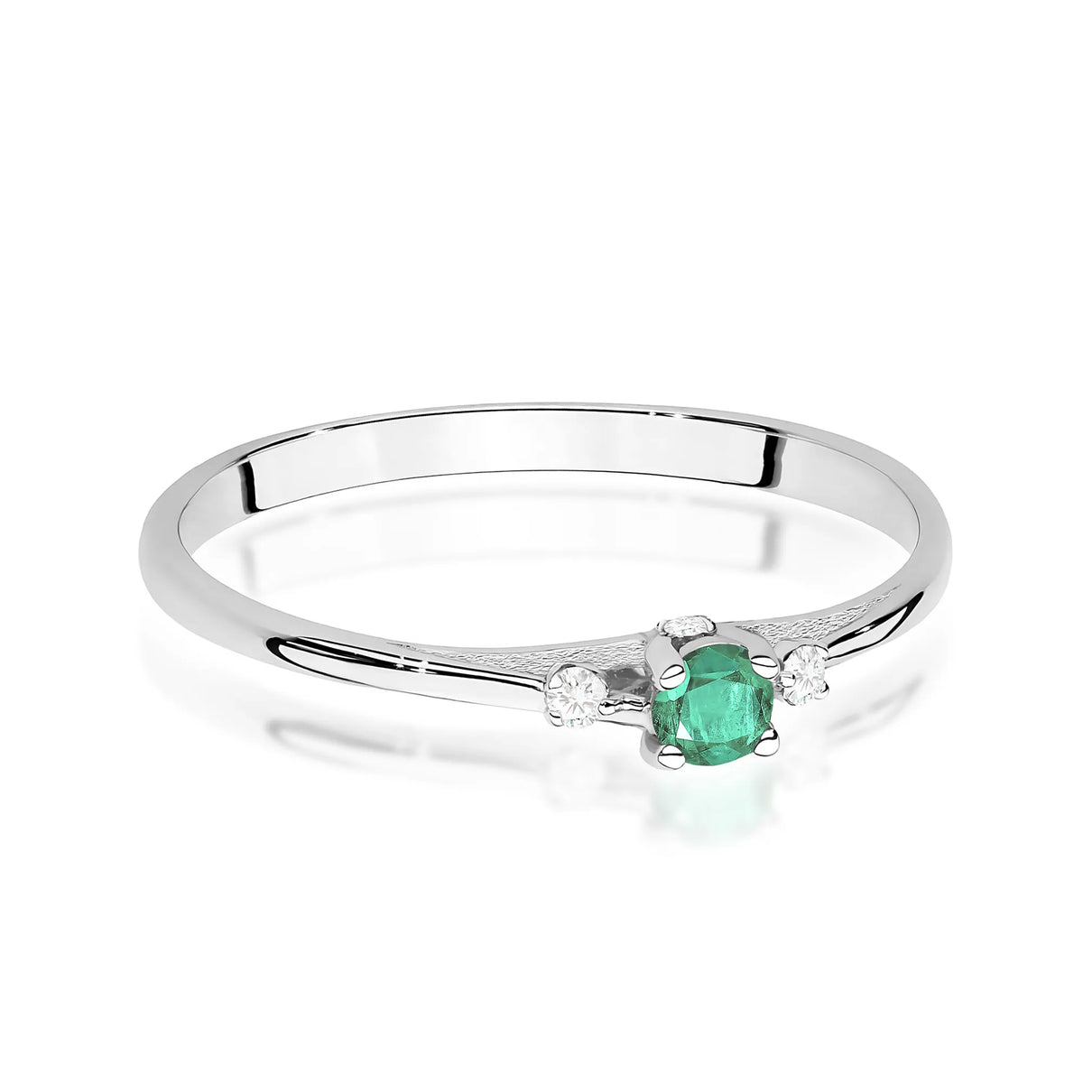 zlatý prsteň s 0,15 ct smaragdom a 0,046 ct diamantmi w0614-emg-01