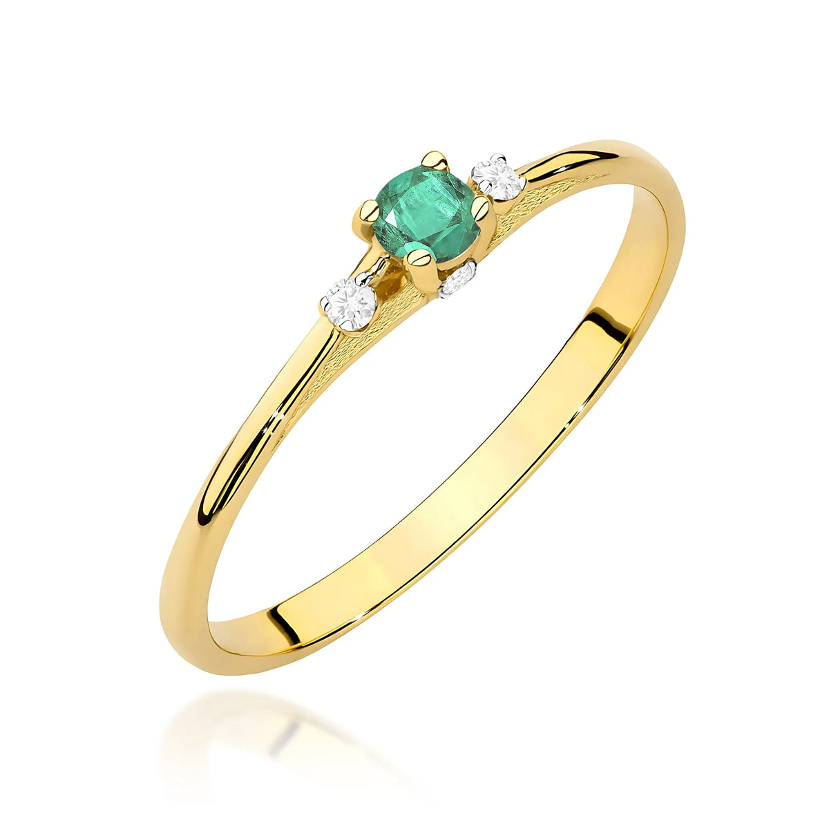 zlatý prsteň s 0,15 ct smaragdom a 0,046 ct diamantmi w0614-emg-01