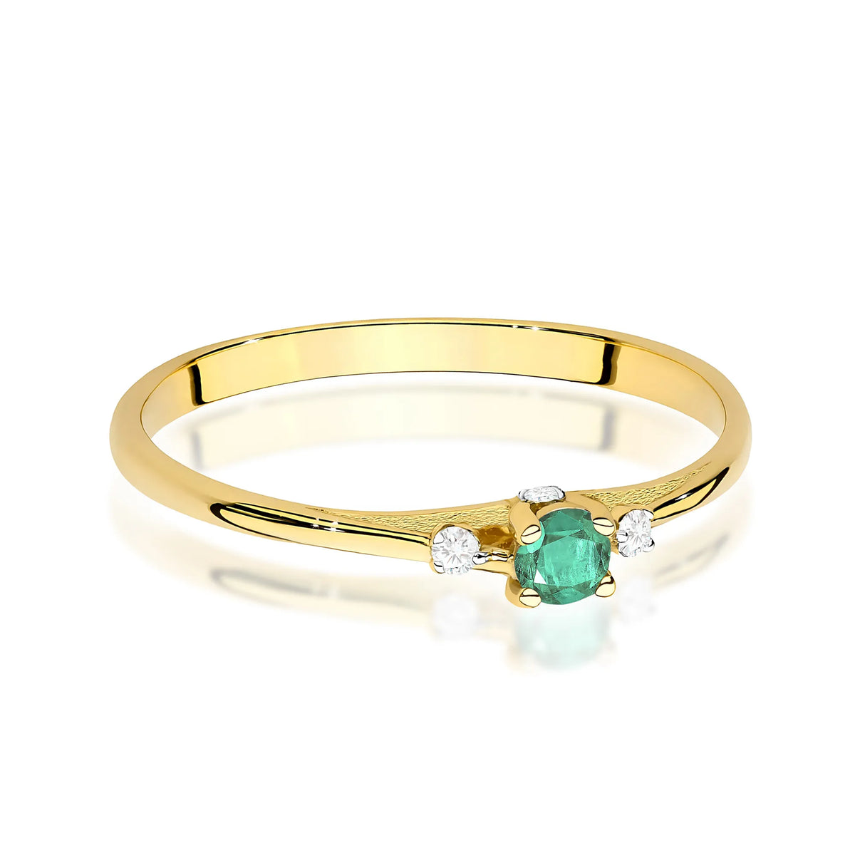 zlatý prsteň s 0,15 ct smaragdom a 0,046 ct diamantmi w0614-emg-01