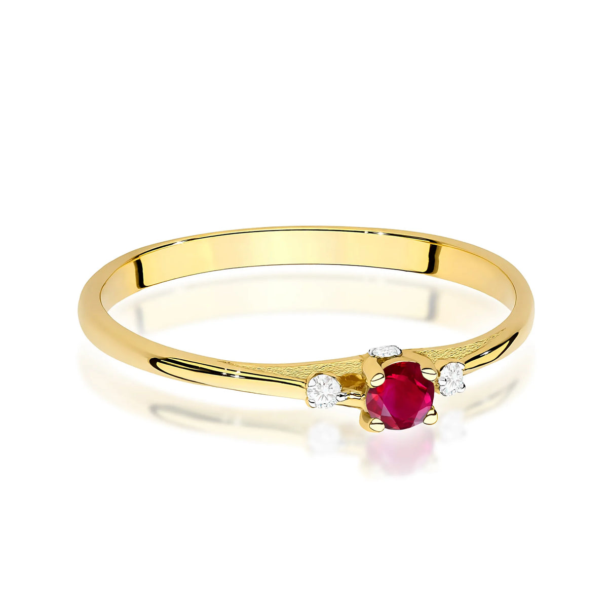 zlatý prsteň s 0,15 ct rubínom a 0,046 ct diamantmi w0614-rur-01