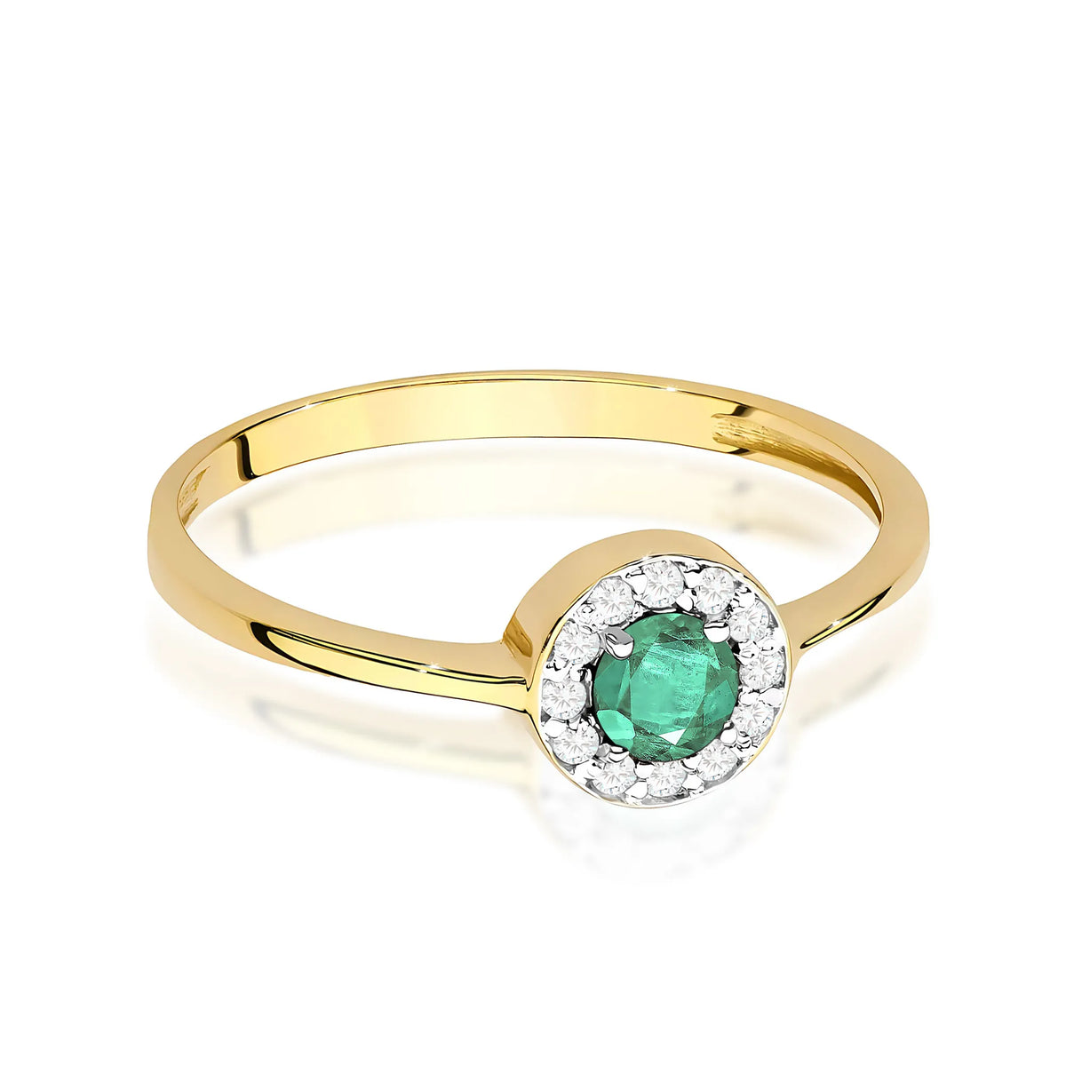 zlatý prsteň s 0,30 ct smaragdom a 0,103 ct diamantmi w0616-emg-01