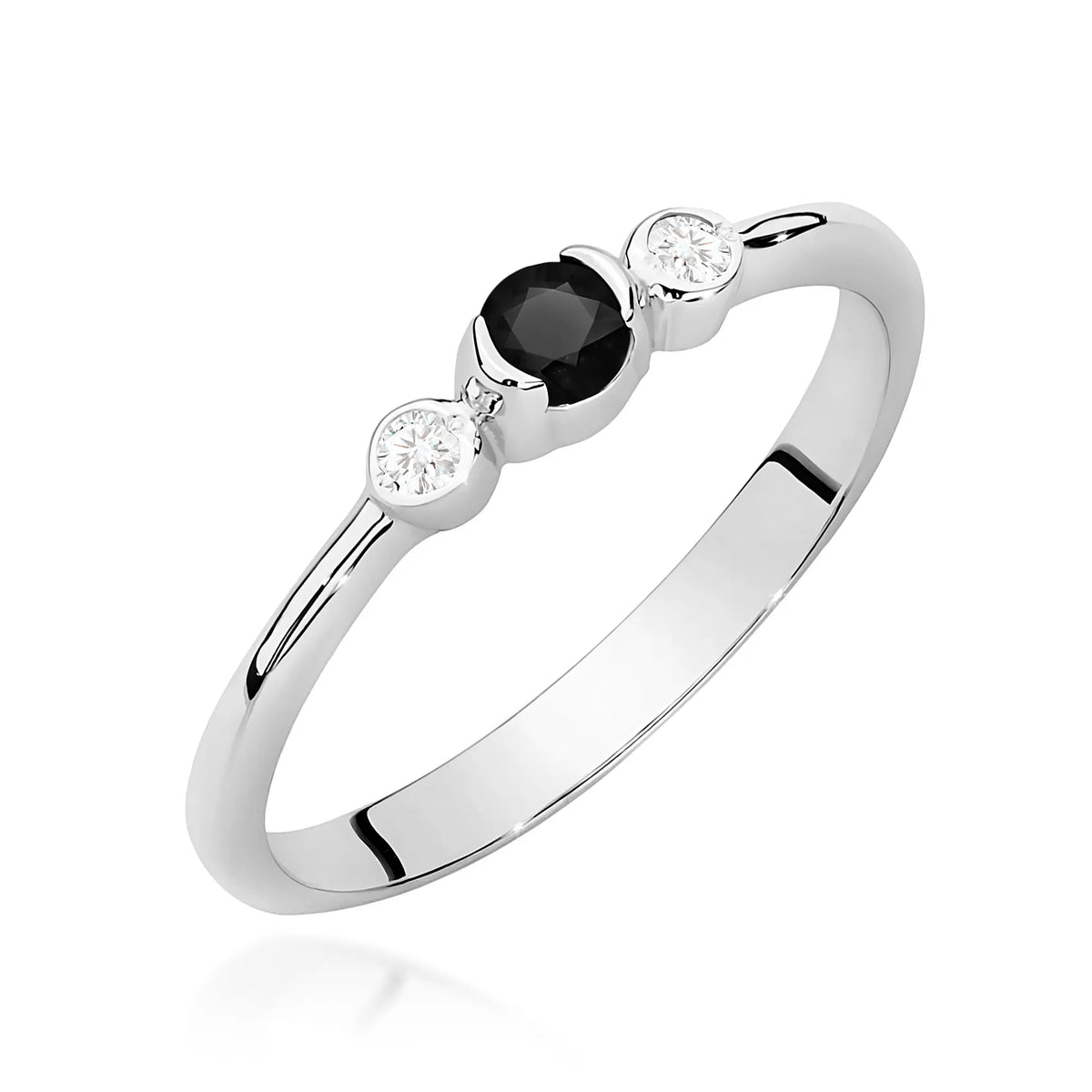 zlatý prsteň s 0,12 ct čiernym diamantom a 0,06 ct diamantmi w0620-dib-01