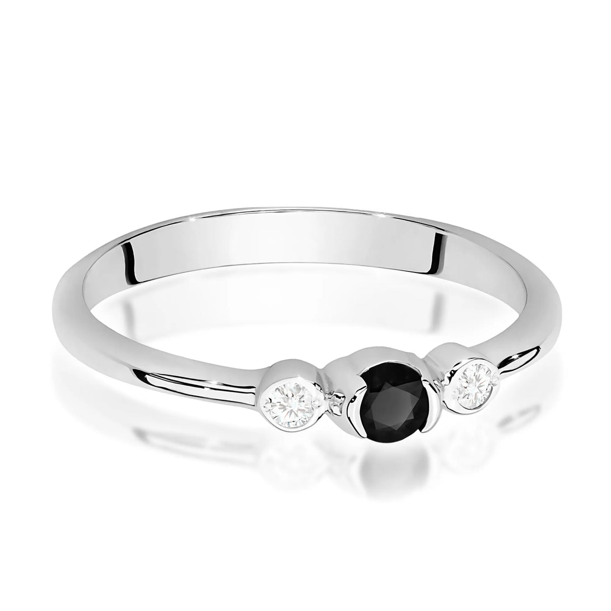 zlatý prsteň s 0,12 ct čiernym diamantom a 0,06 ct diamantmi w0620-dib-01