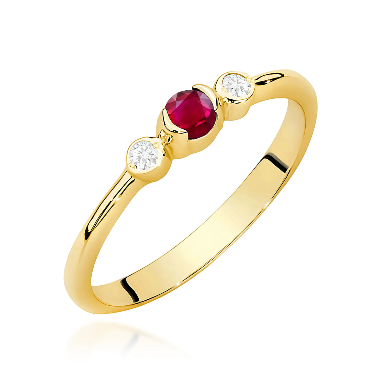 zlatý prsteň s 0,15 ct rubínom a 0,06 ct diamantmi w0620-rur-01