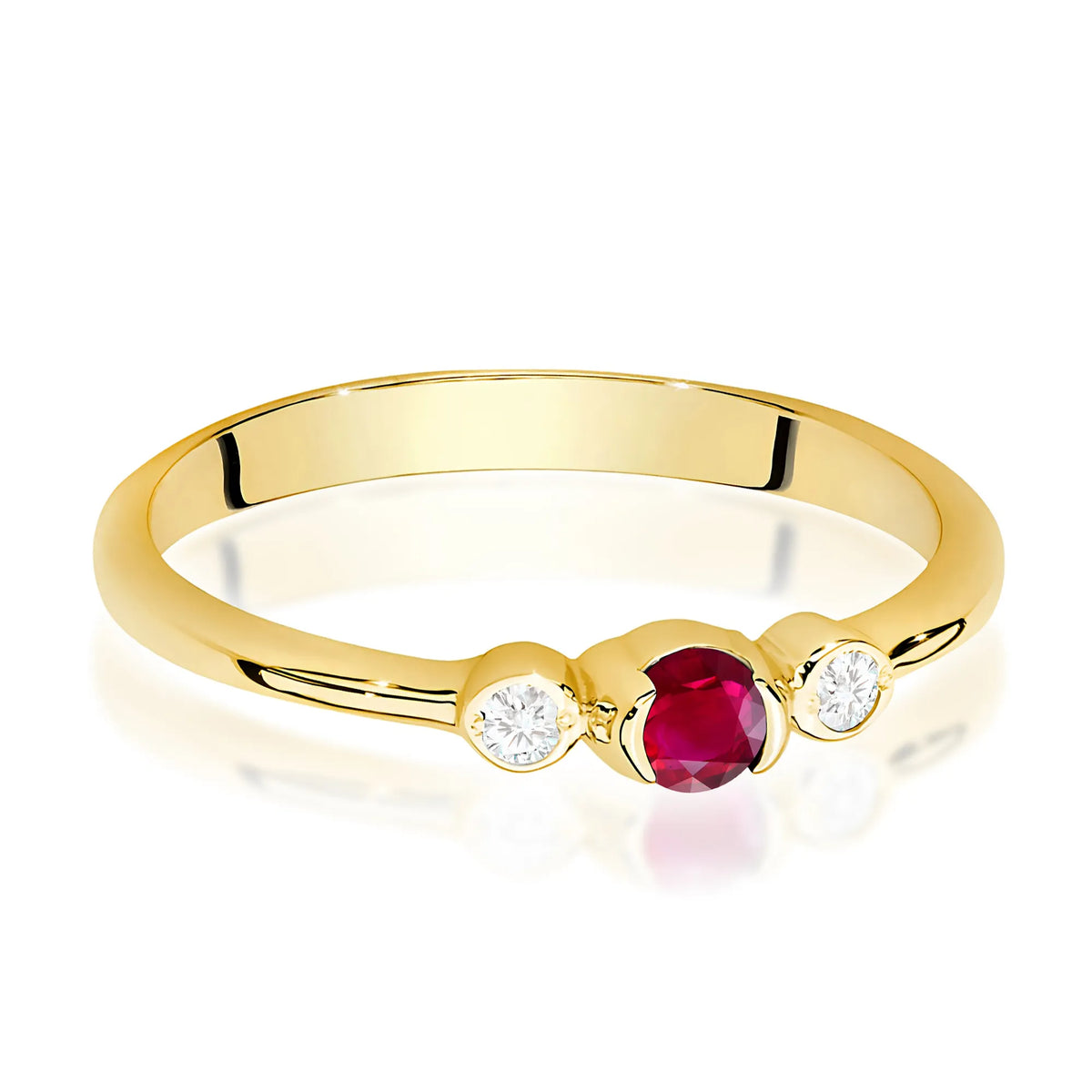 zlatý prsteň s 0,15 ct rubínom a 0,06 ct diamantmi w0620-rur-01