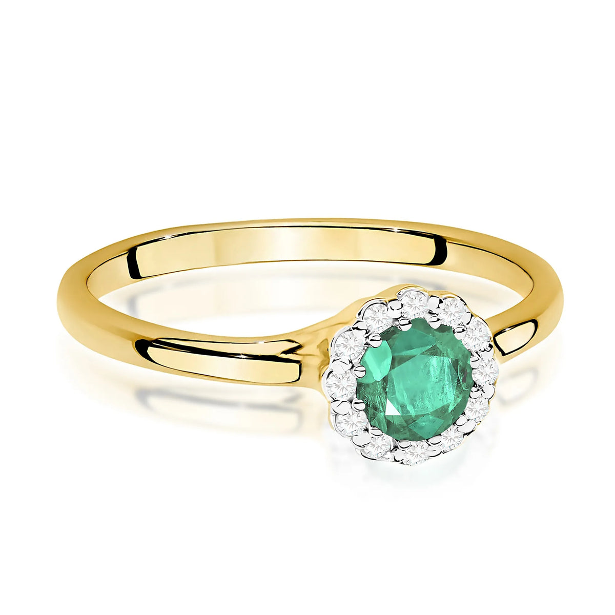 zlatý prsteň s 0,50 ct smaragdom a 0,103 ct diamantmi w0622-emg-01