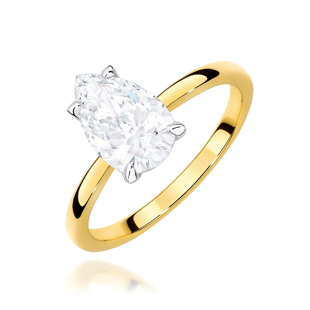 Prsteň zo žltého zlata s lab-grown diamantom Pear s hmotnosťou 1,00 ct