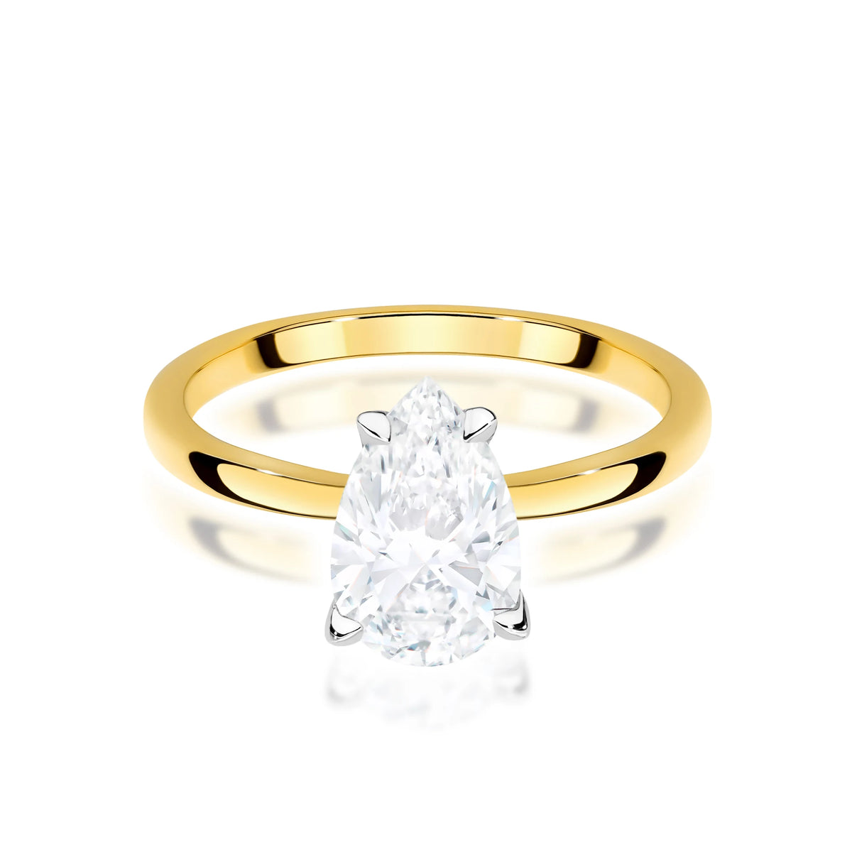 Prsteň zo žltého zlata s lab-grown diamantom Pear s hmotnosťou 1,00 ct