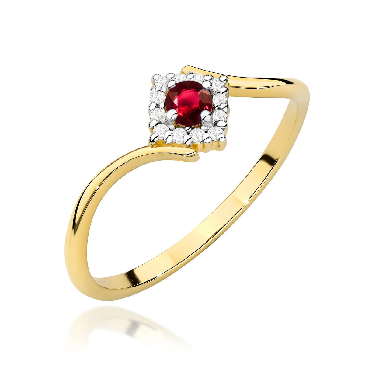 zlatý prsteň s 0,15 ct rubínom a 0,06 ct diamantmi w0702-rur-01