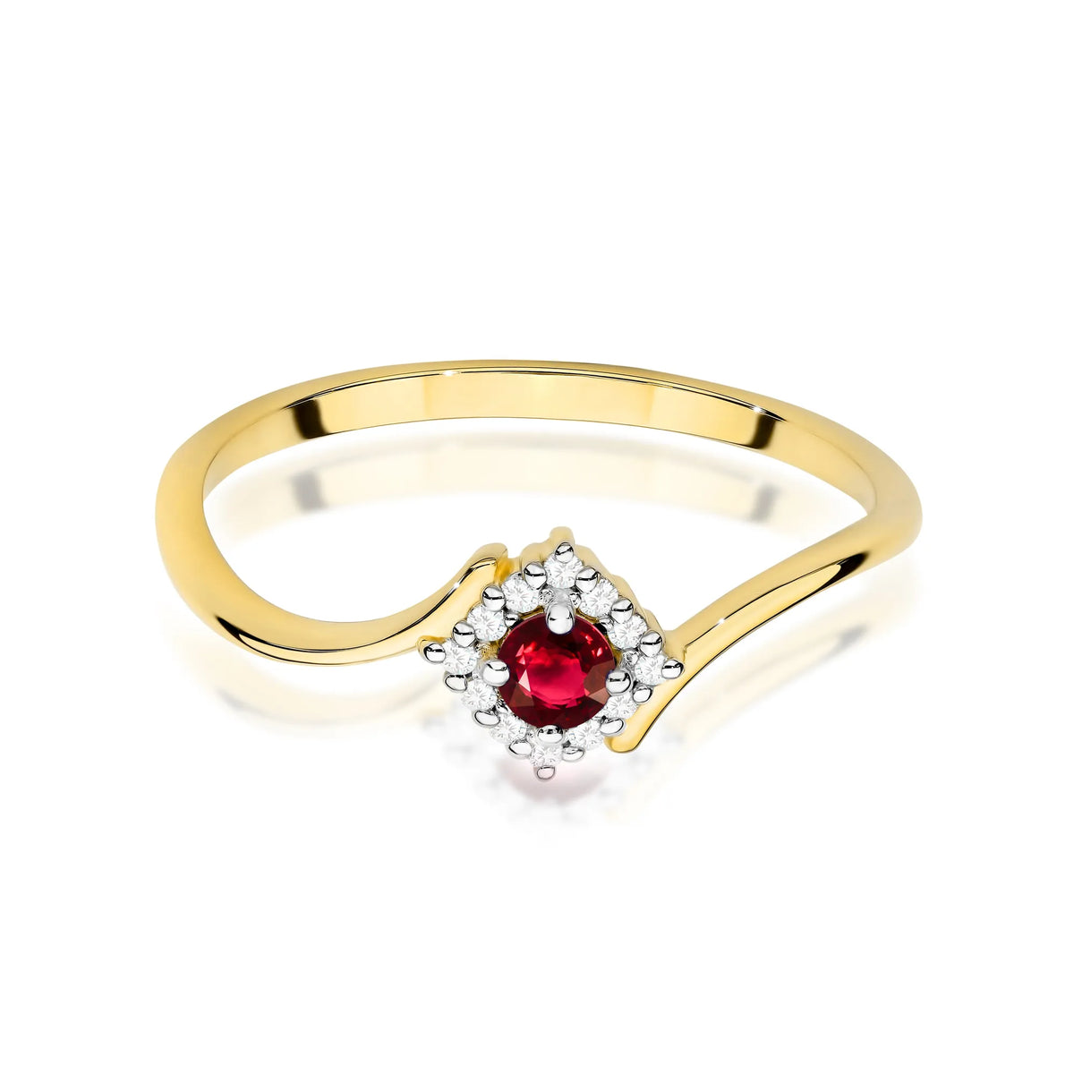 zlatý prsteň s 0,15 ct rubínom a 0,06 ct diamantmi w0702-rur-01