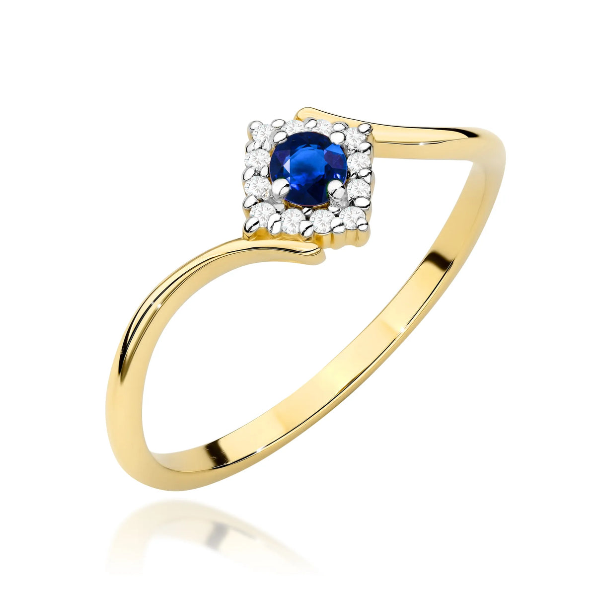 zlatý prsteň s 0,15 ct zafírom a 0,06 ct diamantmi w0702-sab-01