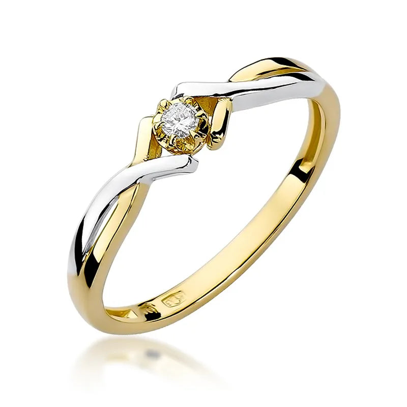 zlatý prsteň s diamantom 0,10 ct w0190-diw-04