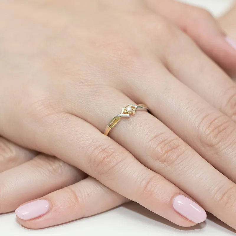 zlatý prsteň s diamantom 0,10 ct w0190-diw-04