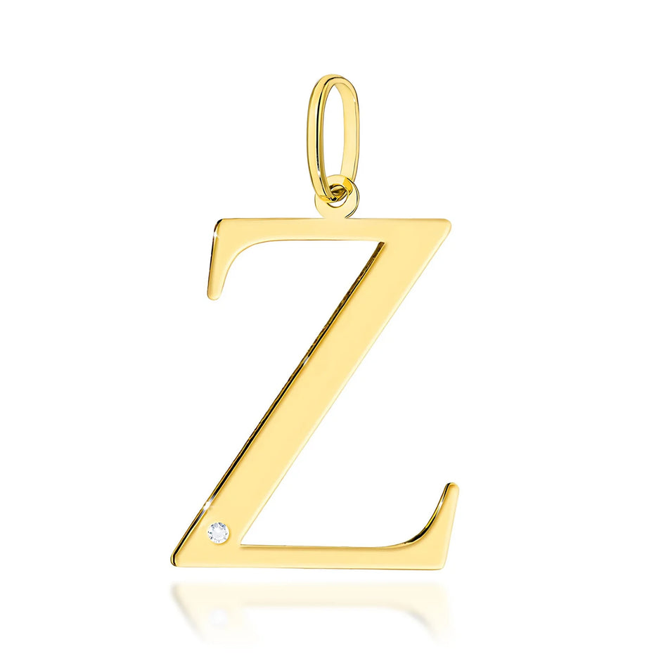 Veľký prívesok zo žltého zlata s iniciálou „Z“ a diamantom