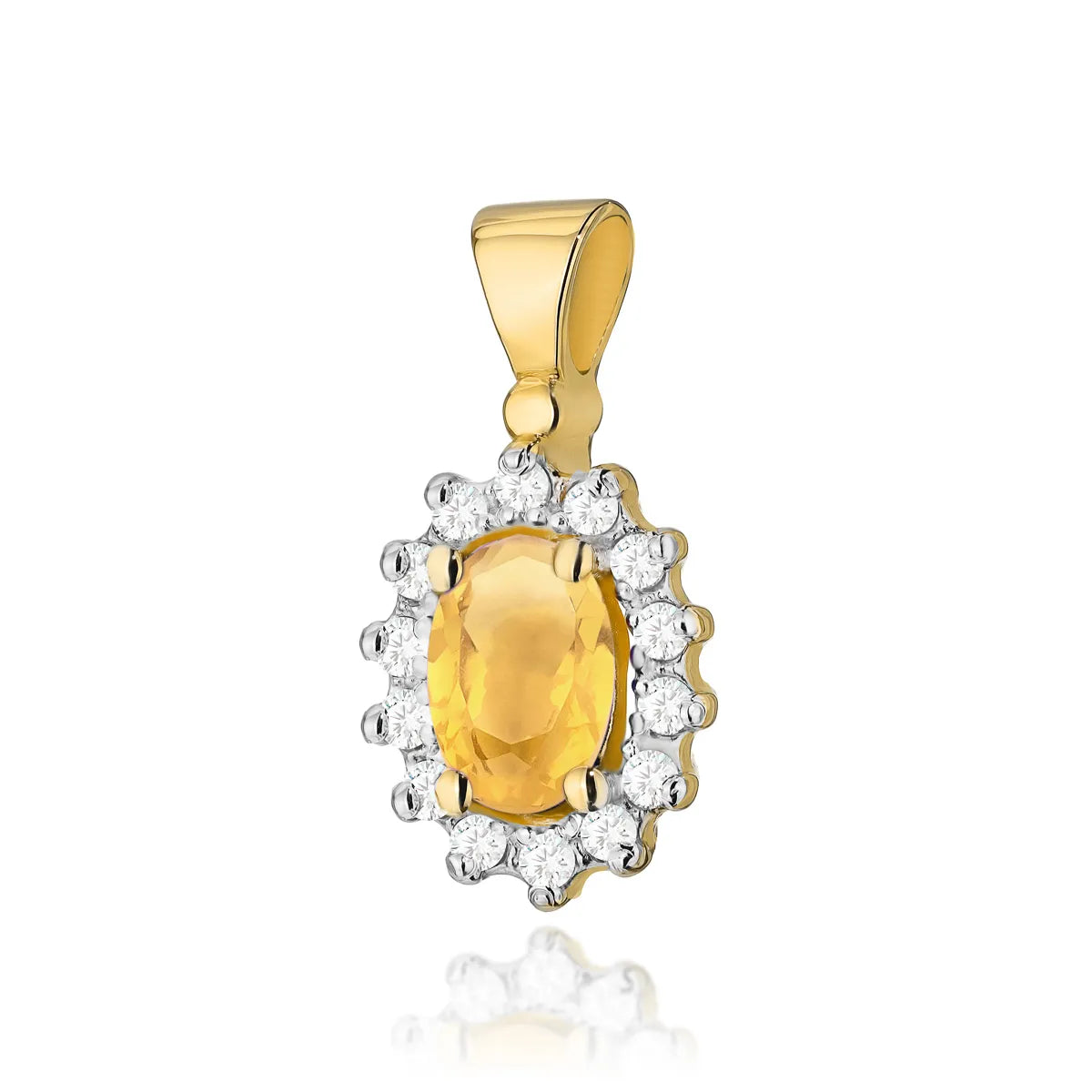 zlatý prívesok so 0,60 ct citrínom a 0,12 ct diamantmi z0182-ciy-01