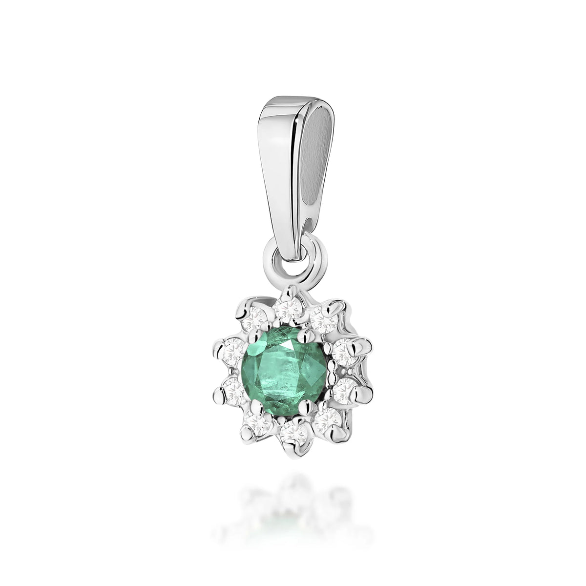 zlatý prívesok s 0,15 ct smaragdom a 0,086 ct diamantmi z0185-emg-01