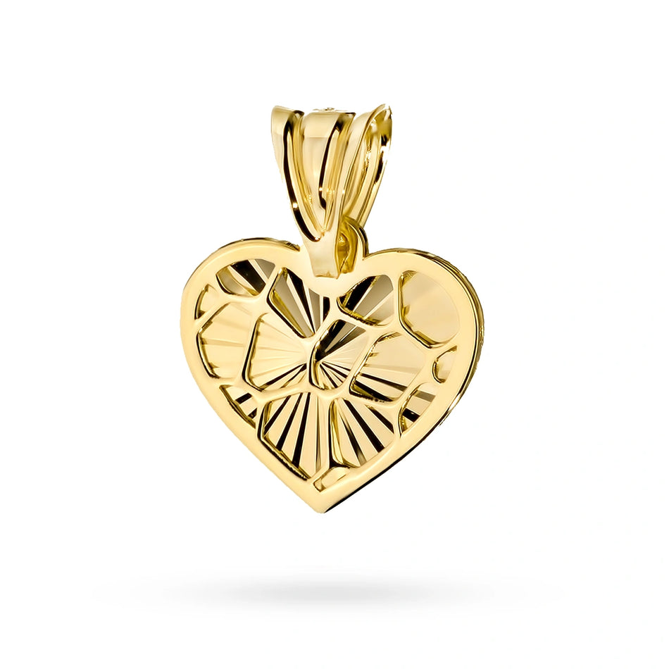 Zlatý náhrdelník s otvoreným diamantovo brúseným príveskom v tvare srdca