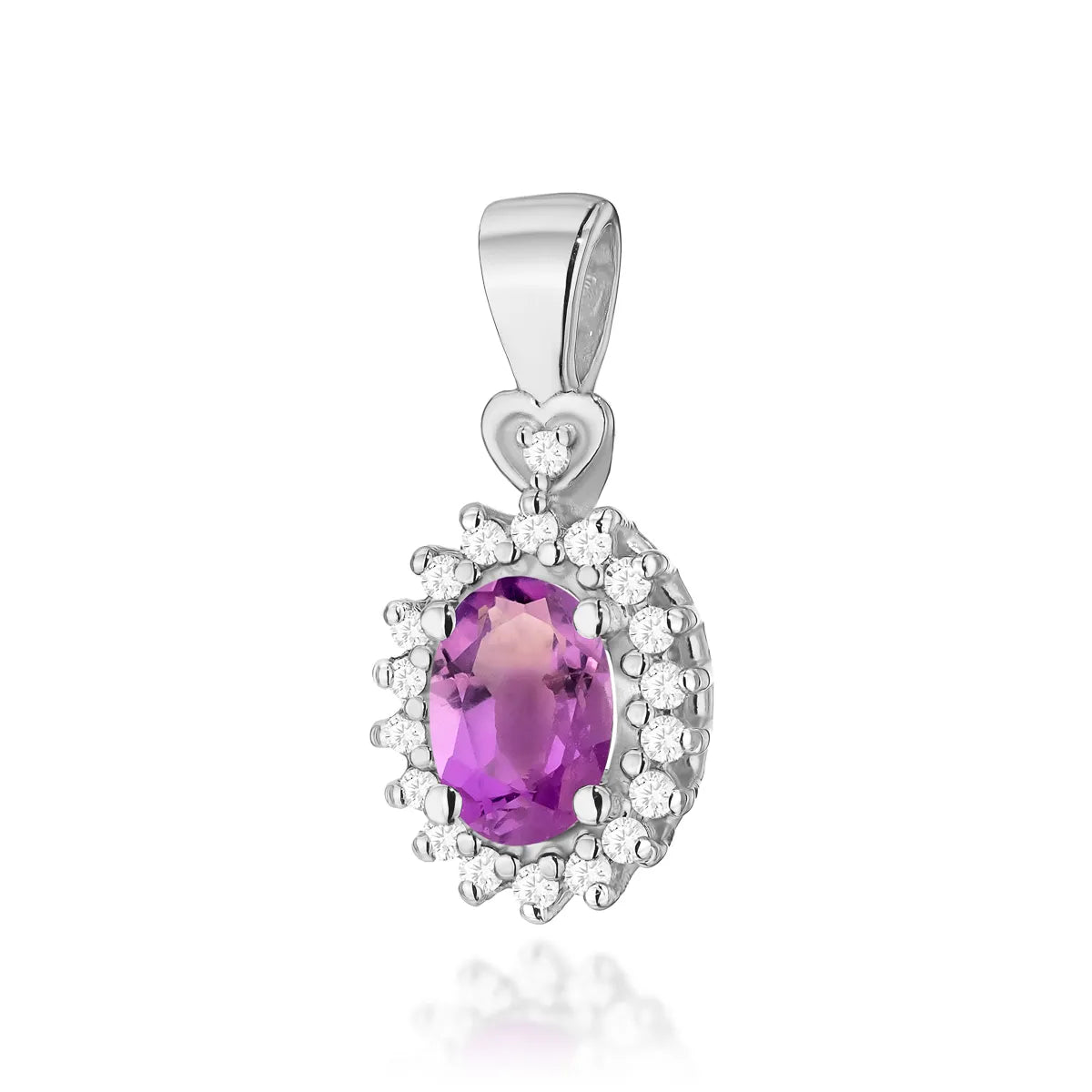 zlatý prívesok s 0,40 ct ametystom a 0,095 ct diamantmi z0312-amv-01