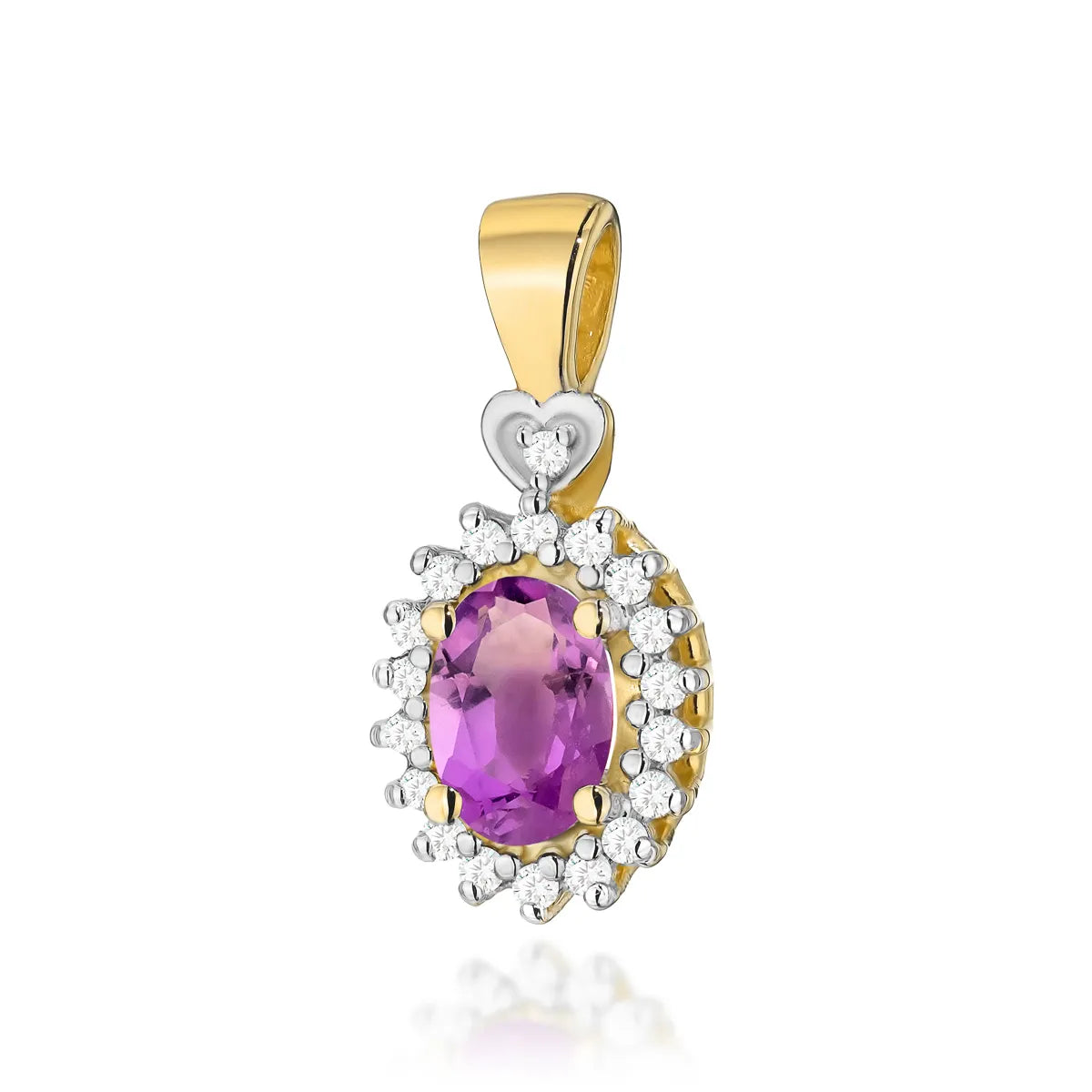 zlatý prívesok s 0,40 ct ametystom a 0,095 ct diamantmi z0312-amv-01