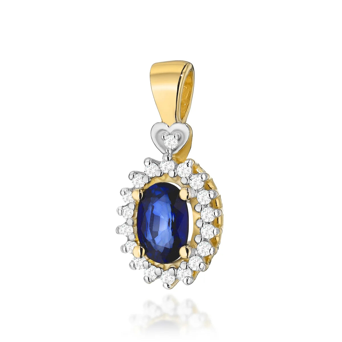 zlatý prívesok so zafírom 0,70 ct a diamantmi 0,095 ct z0312-sab-01