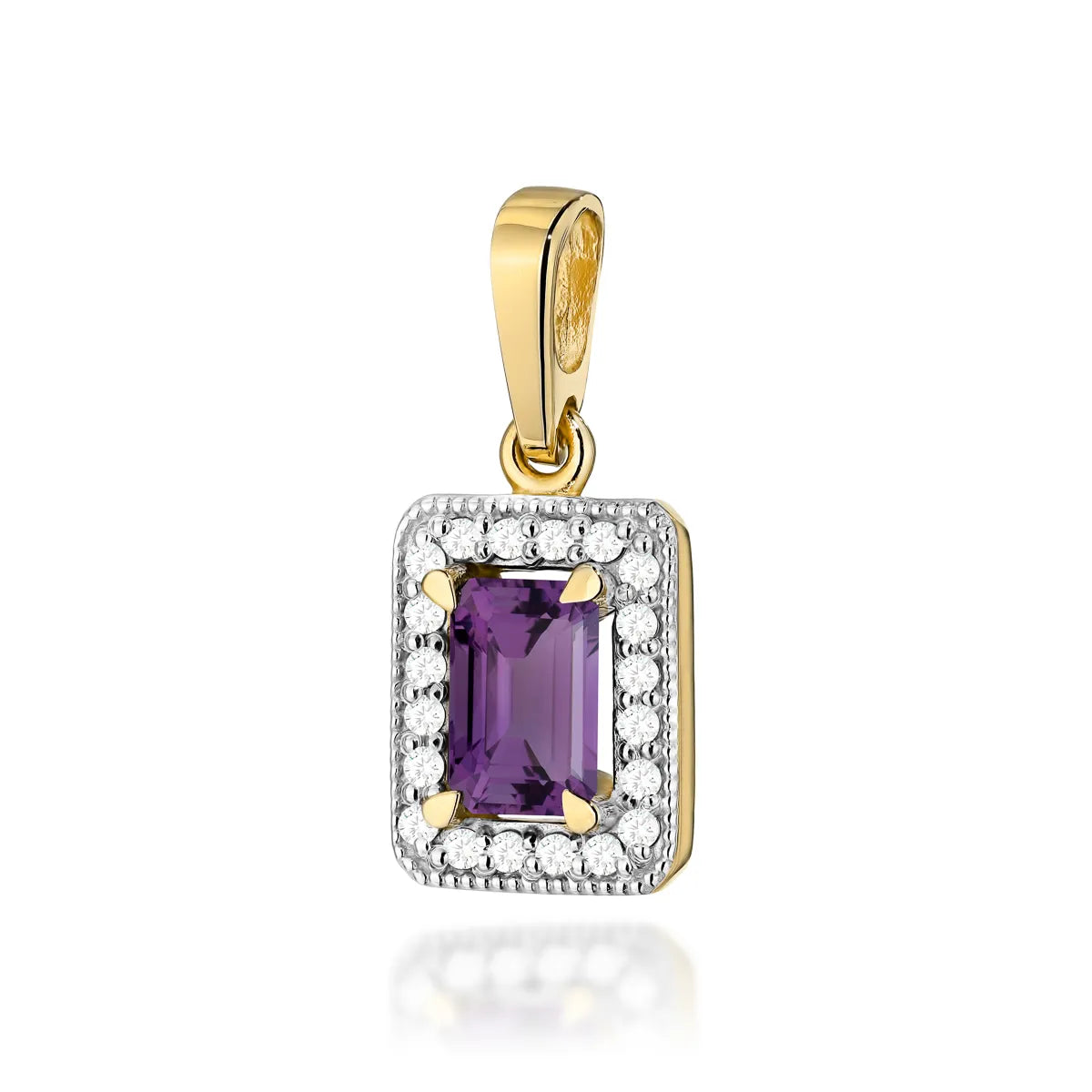 zlatý prívesok s 0,50 ct ametystom a 0,10 ct diamantmi z0422-amv-01