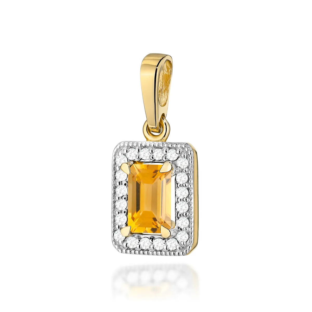 zlatý prívesok so 0,60 ct citrínom a 0,10 ct diamantmi z0422-ciy-01
