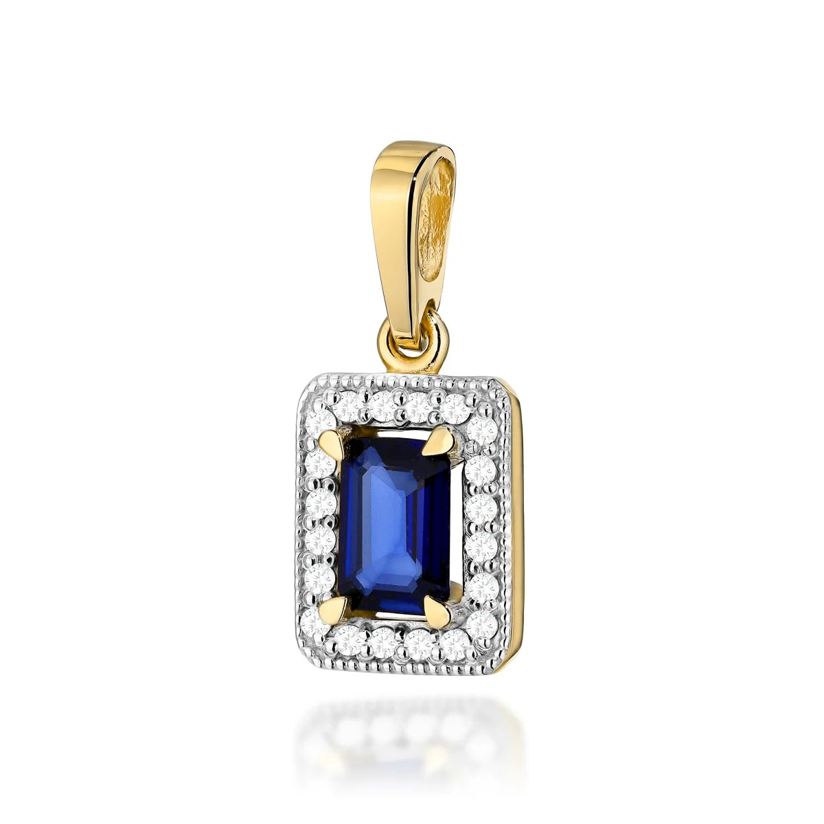 zlatý prívesok so zafírom 0,60 ct a diamantmi 0,10 ct z0422-sab-01