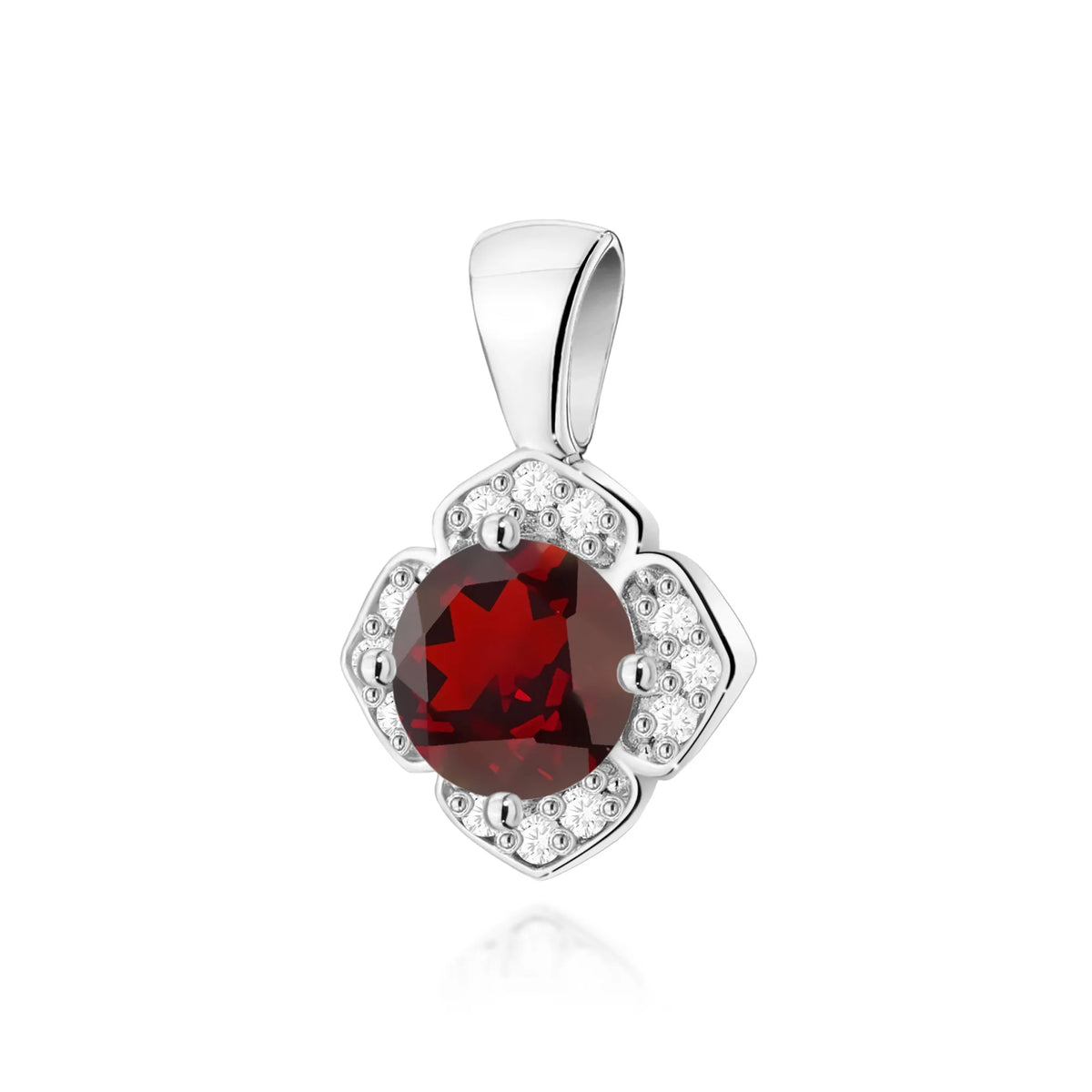 zlatý prívesok s granátom 0,60 ct a diamantmi 0,06 ct z0571-gar-01