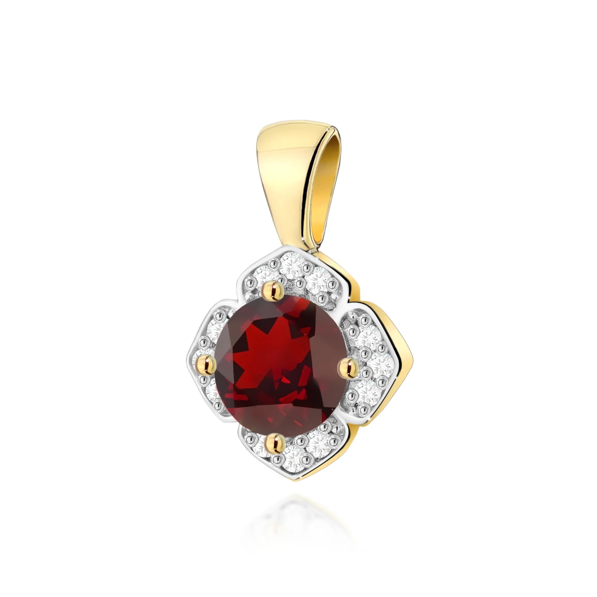 zlatý prívesok s granátom 0,60 ct a diamantmi 0,06 ct z0571-gar-01