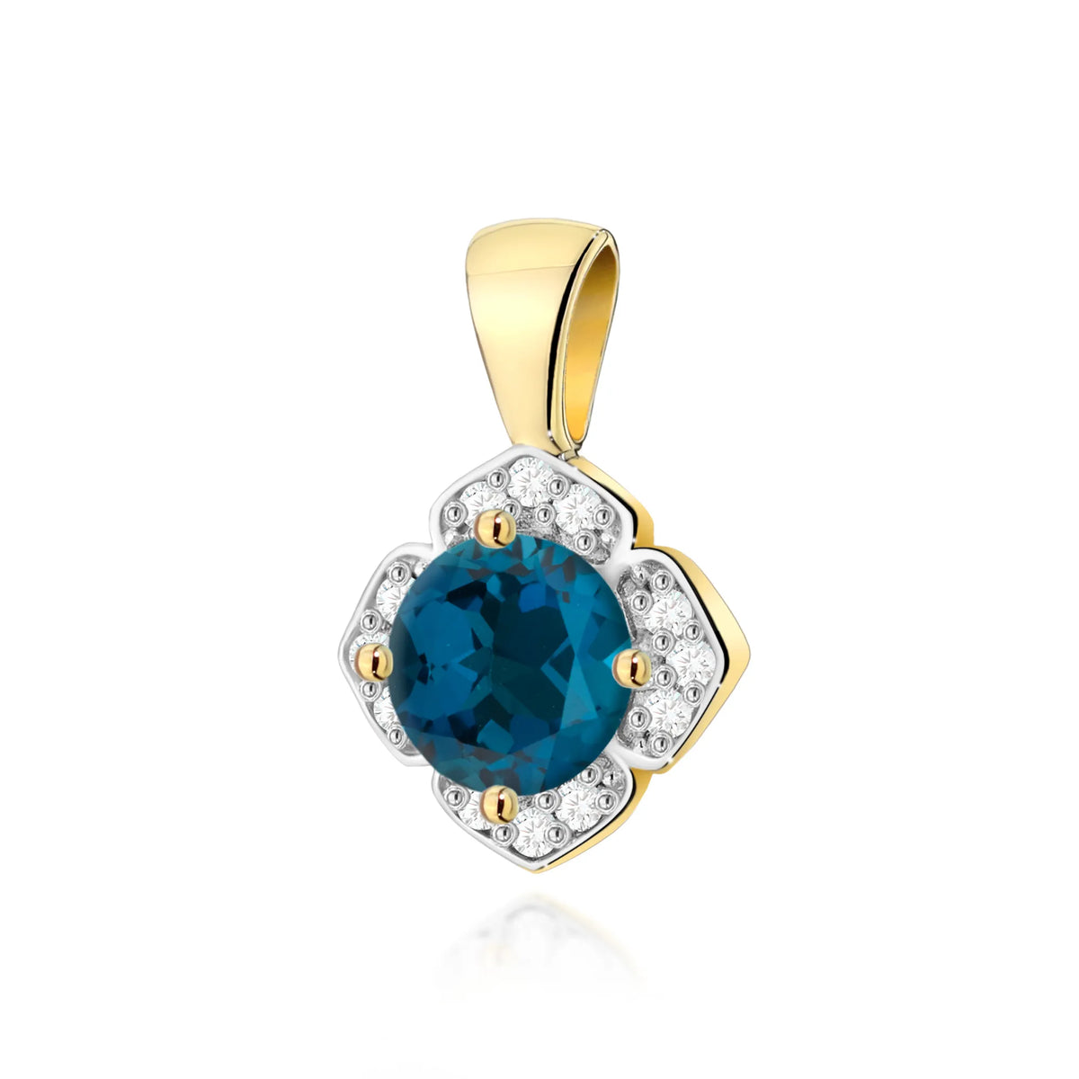 zlatý prívesok s 0,50 ct topásom londýnska modrá a 0,06 ct diamantmi z0571-tol-01