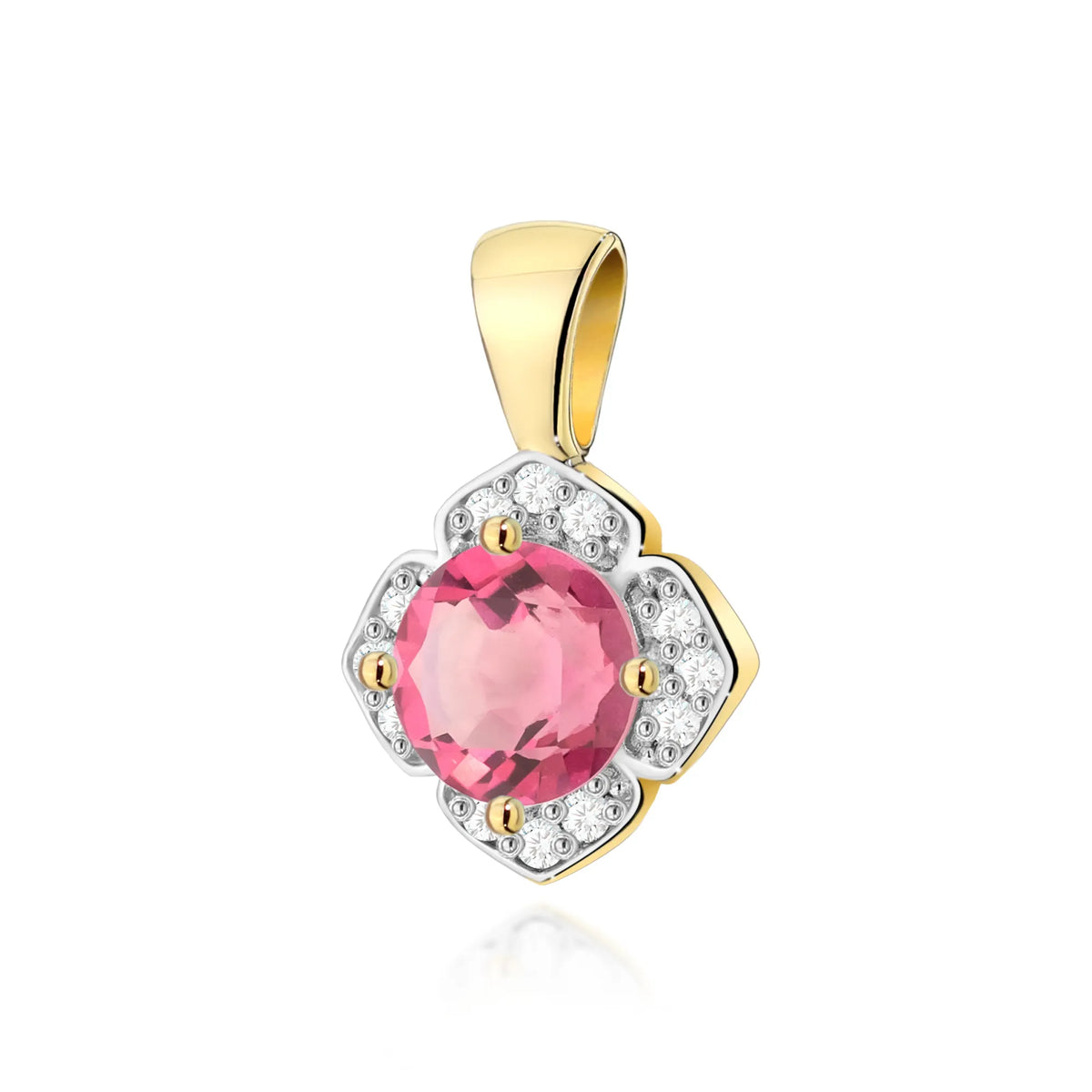 zlatý prívesok so 0,60 ct ružovým topásom a 0,06 ct diamantmi z0571-top-01
