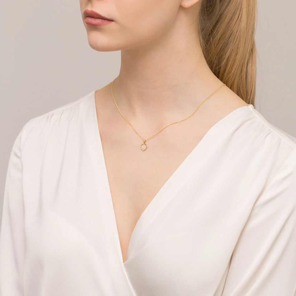 Zlatý náhrdelník s otvoreným príveskom v tvare srdca a kubickou zirkóniou