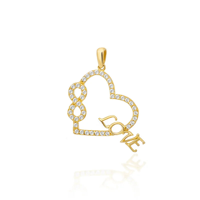 Zlatý náhrdelník so srdcovým príveskom a kubickou zirkóniou