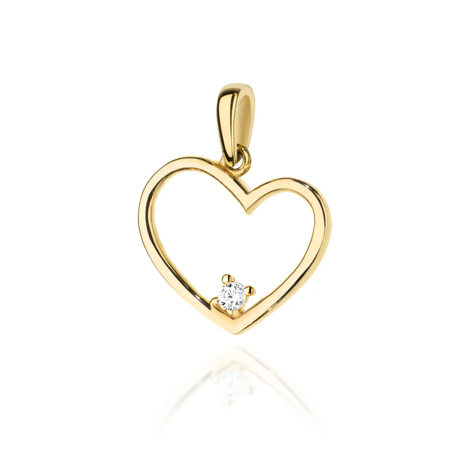 Zlatý náhrdelník s asymetrickým príveskom srdce na retiazke Singapur