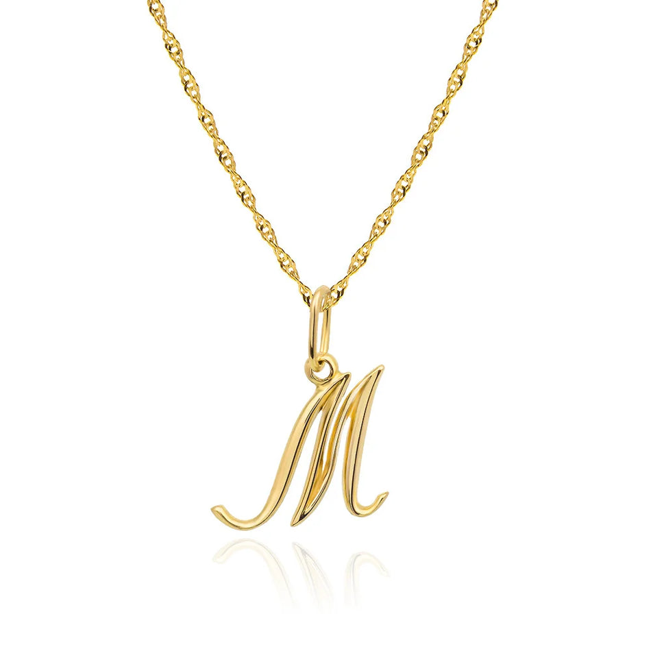Náhrdelník so zlatým písmenom M na diamantovo brúsenom kotvovom reťazci