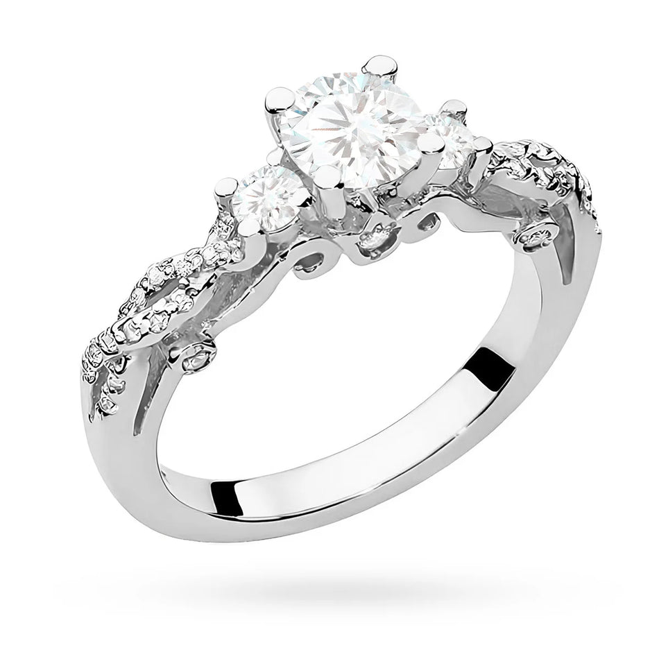Prsteň z bieleho zlata vo vintage štýle s lab-grown diamantmi 0,50 ct a 0,339 ct