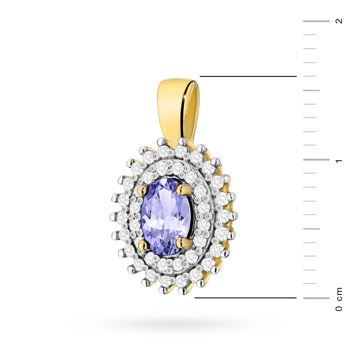 Prívesok vyrobený zo 14K (585) zlata. Stredový tanzanit 0,40 ct obklopený 39 diamantmi 0,19 ct. Jedinečný darček pre ňu. Náš obchod ponúka retiazky, prívesky, náhrdelníky